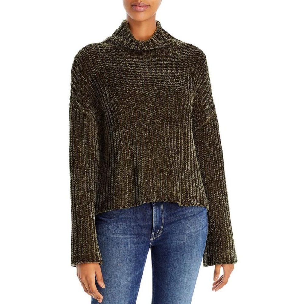 Bella Dahl Womens Green Chenille Long Sleeves Turtleneck Sweater Top NWT